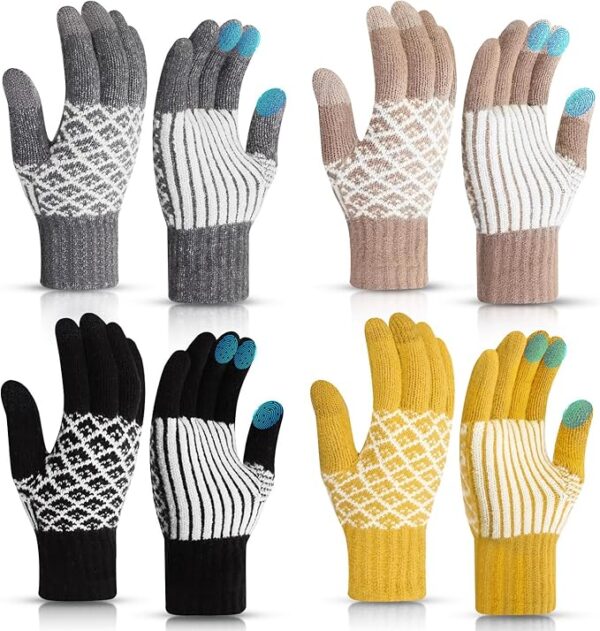 4 Pairs Warm Touch Screen Texting Gloves