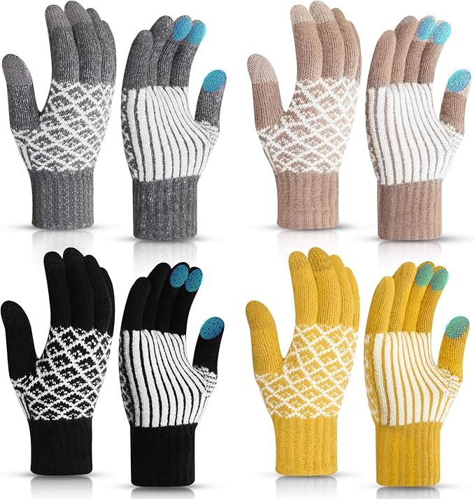 4 Pairs Warm Touch Screen Texting Gloves