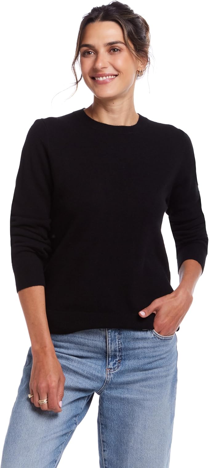 Weatherproof Vintage Women's Lightweight 100% Pure Cashmere Sweater, Classic Long Sleeve Sweatshirt for Winter & Fall (XS-XL)