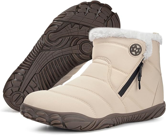 Womens Mens Barefoot Chelsea Boots Shoes | Winter Snow Boots | Warm Ankle Booties with Arch Support | Zero Drop Sole | Wide Toe Box |