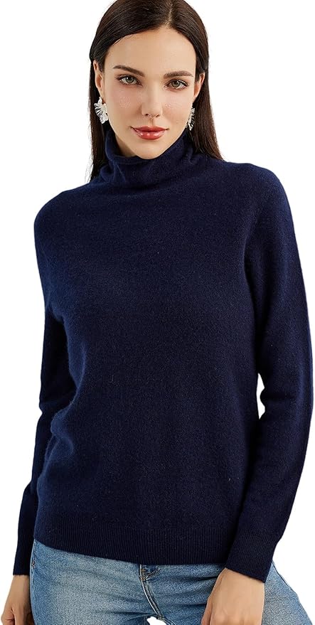 100% Pure Cashmere Women's Sweater Turtleneck Long Sleeve Warm Soft 2024 Fall Winter Knit Pullover